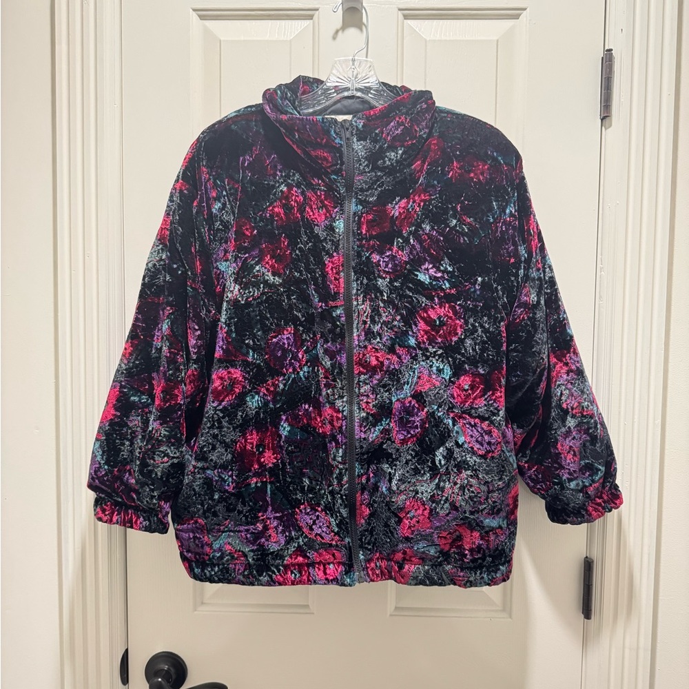 RAFAEL Black and Pink Floral Bomber Jacket